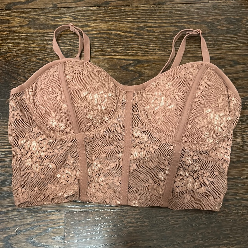 Bozzolo Lace Crop Top in Dusty Rose